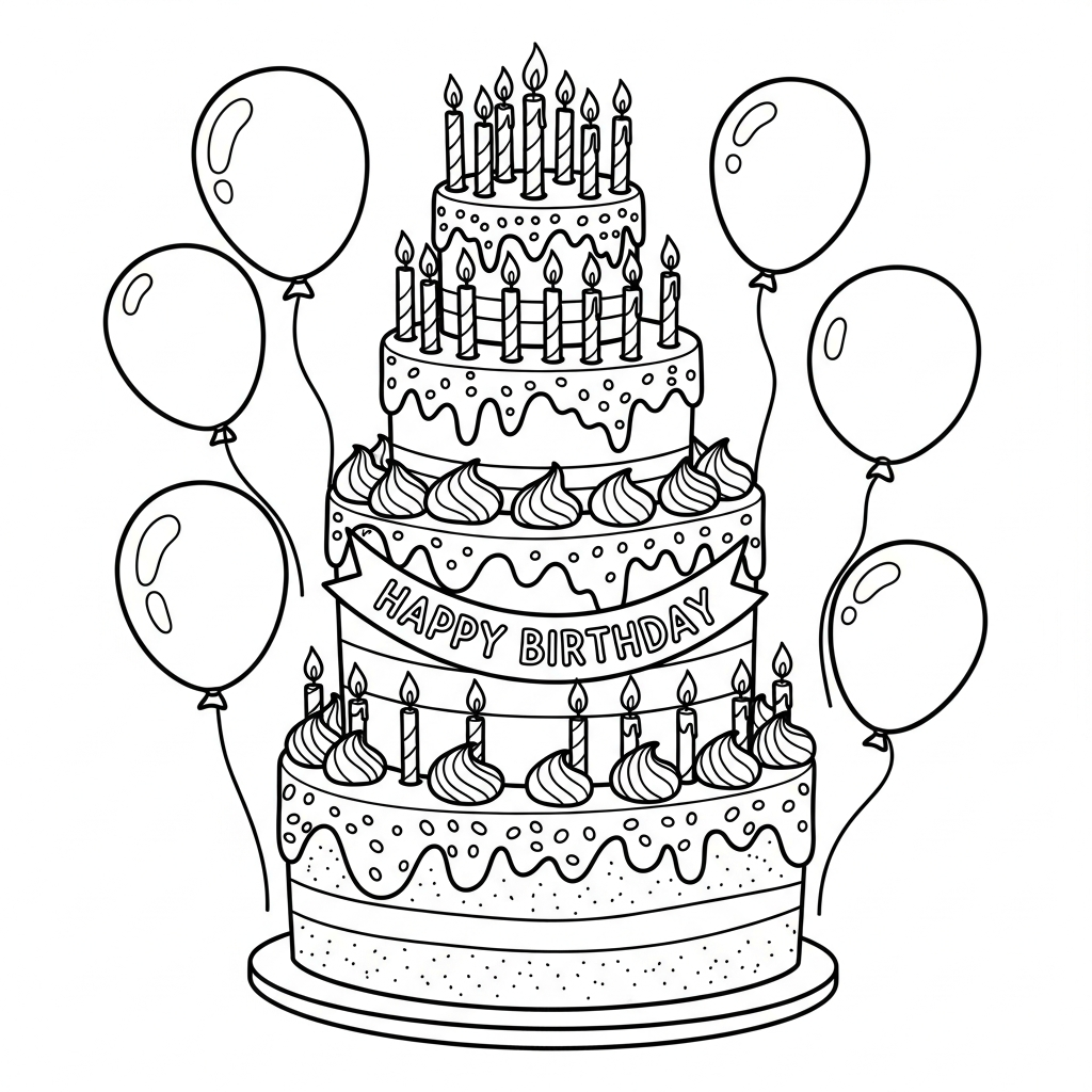 Birthday Cake coloring page
