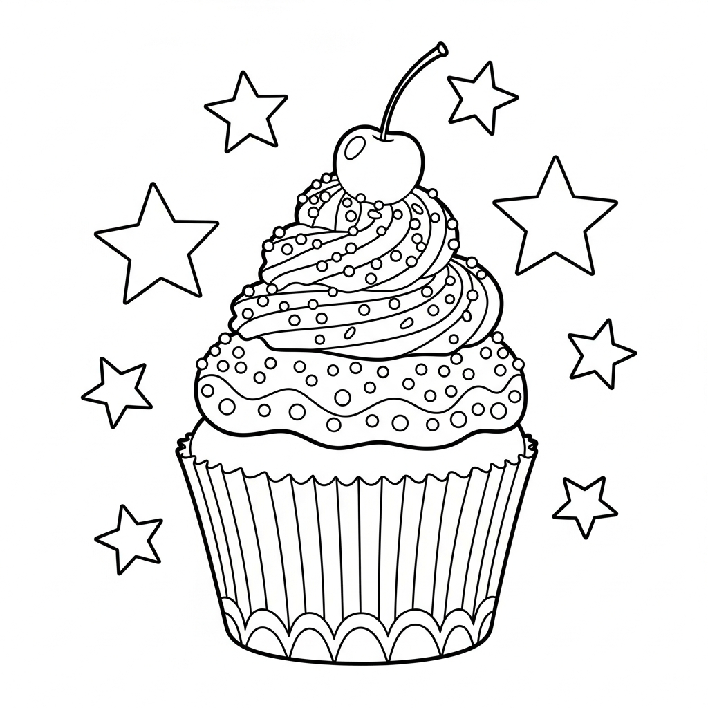 Cupcake coloring page