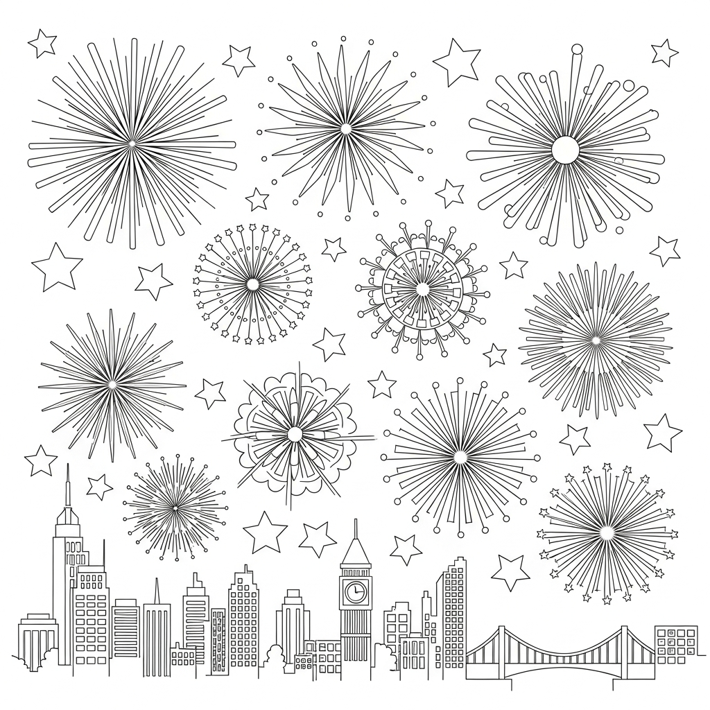 Fireworks coloring page