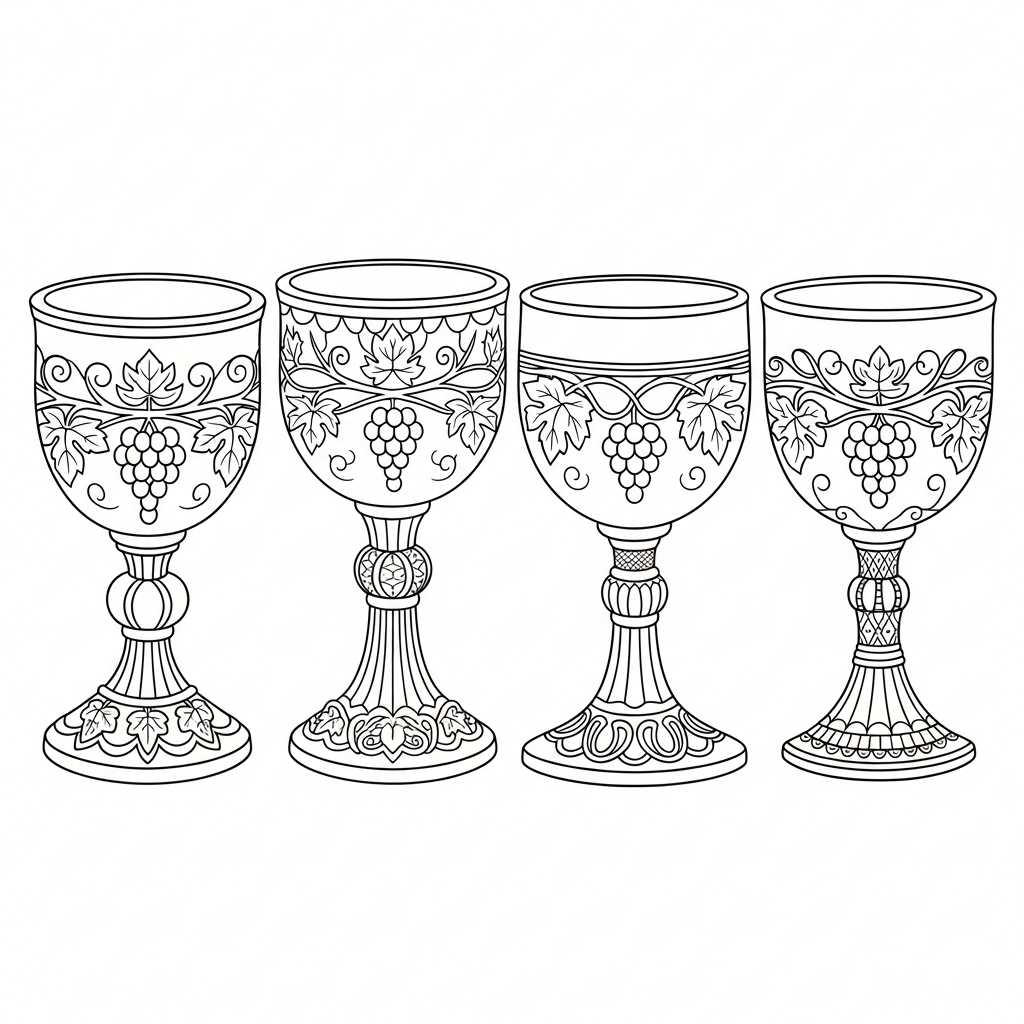 Four Cups of Wine coloring page