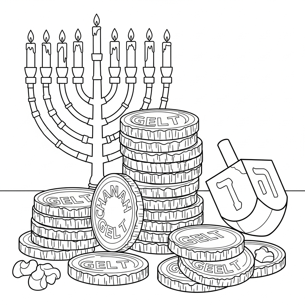 Gelt Coins coloring page