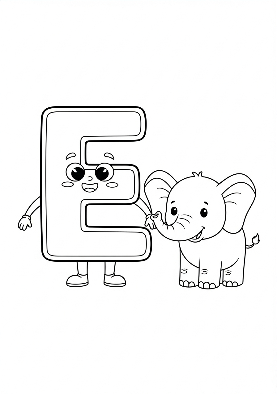 Letter E coloring page