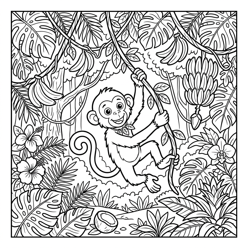 Monkey coloring page