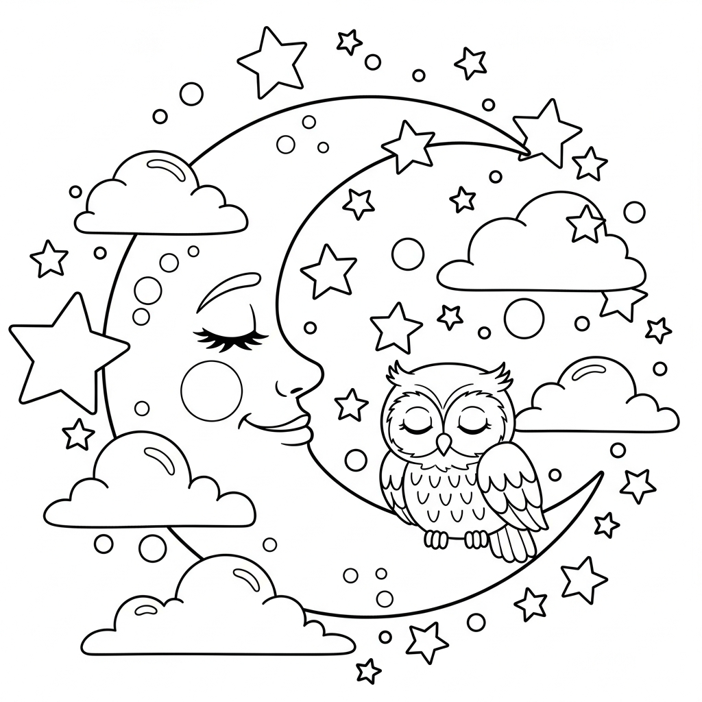 Moon and Stars coloring page
