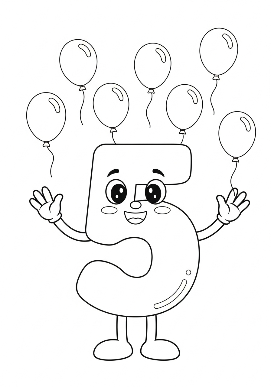 Number Five coloring page