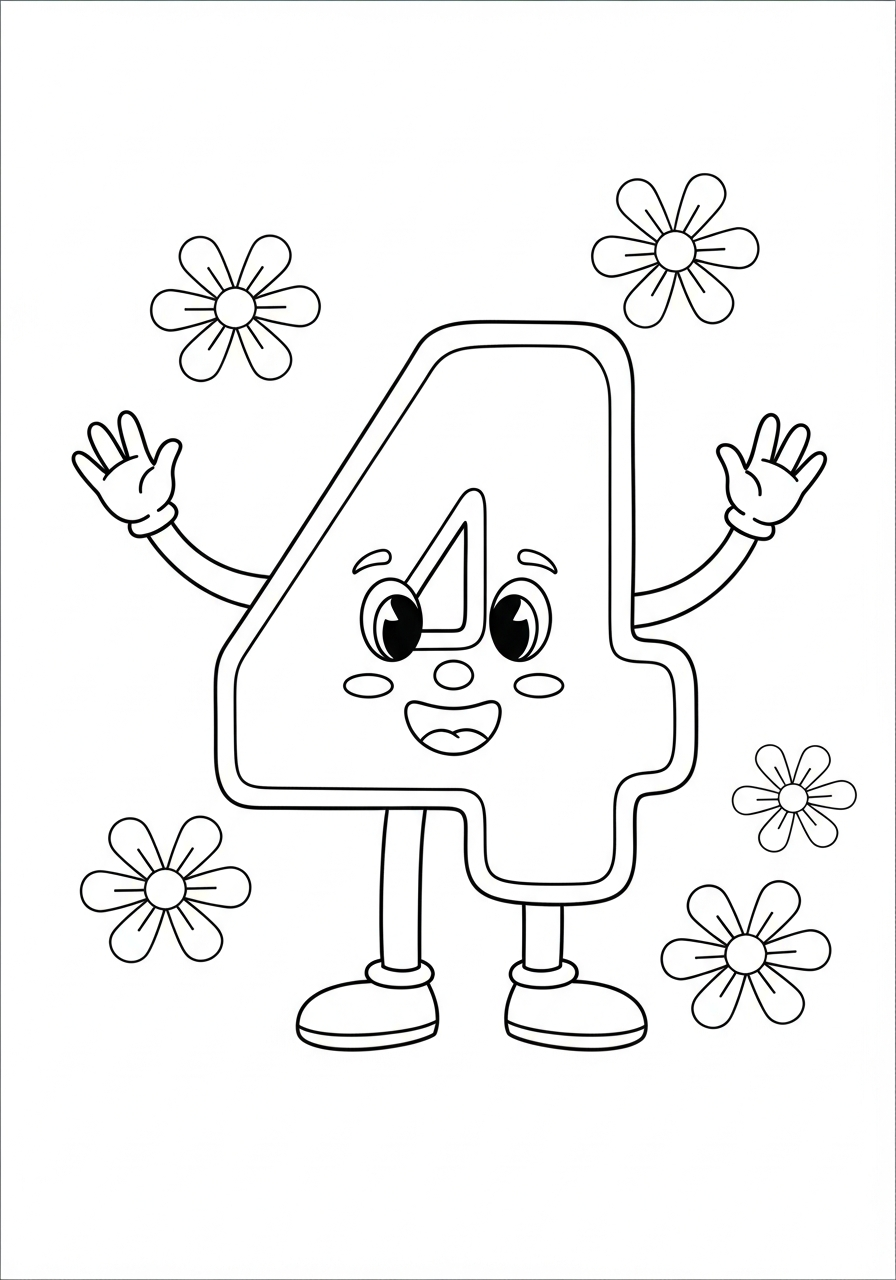 Number Four coloring page