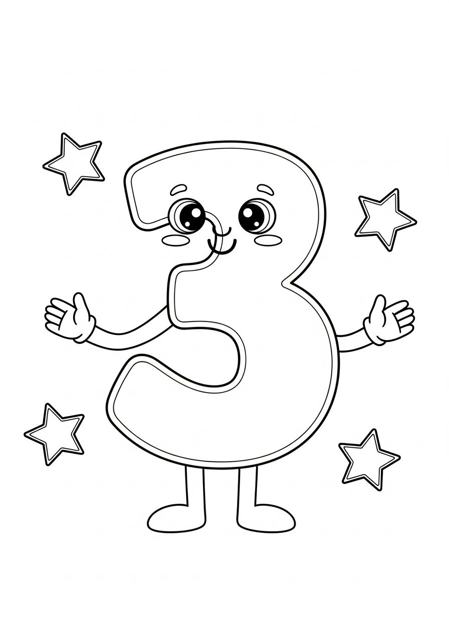 Number Three coloring page