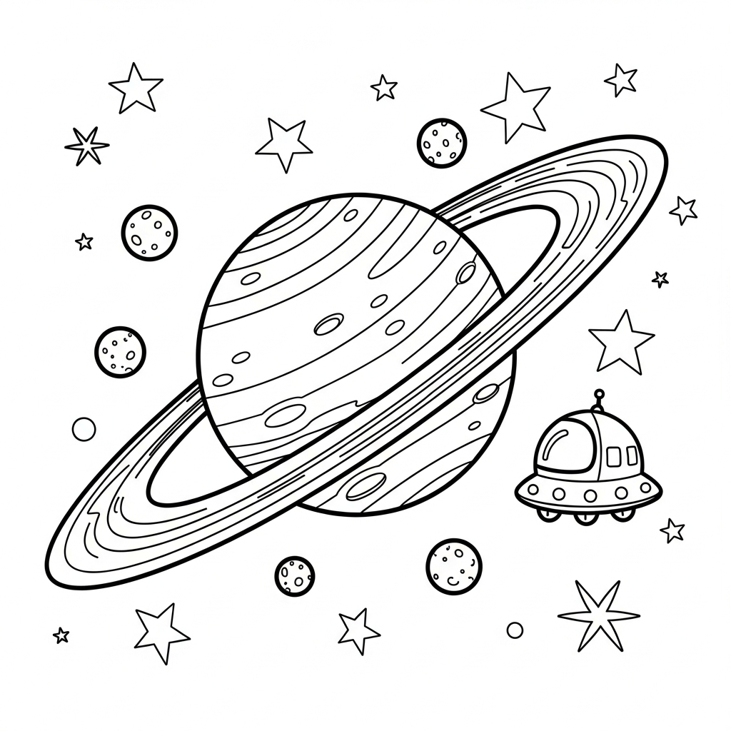 Planet with Rings coloring page