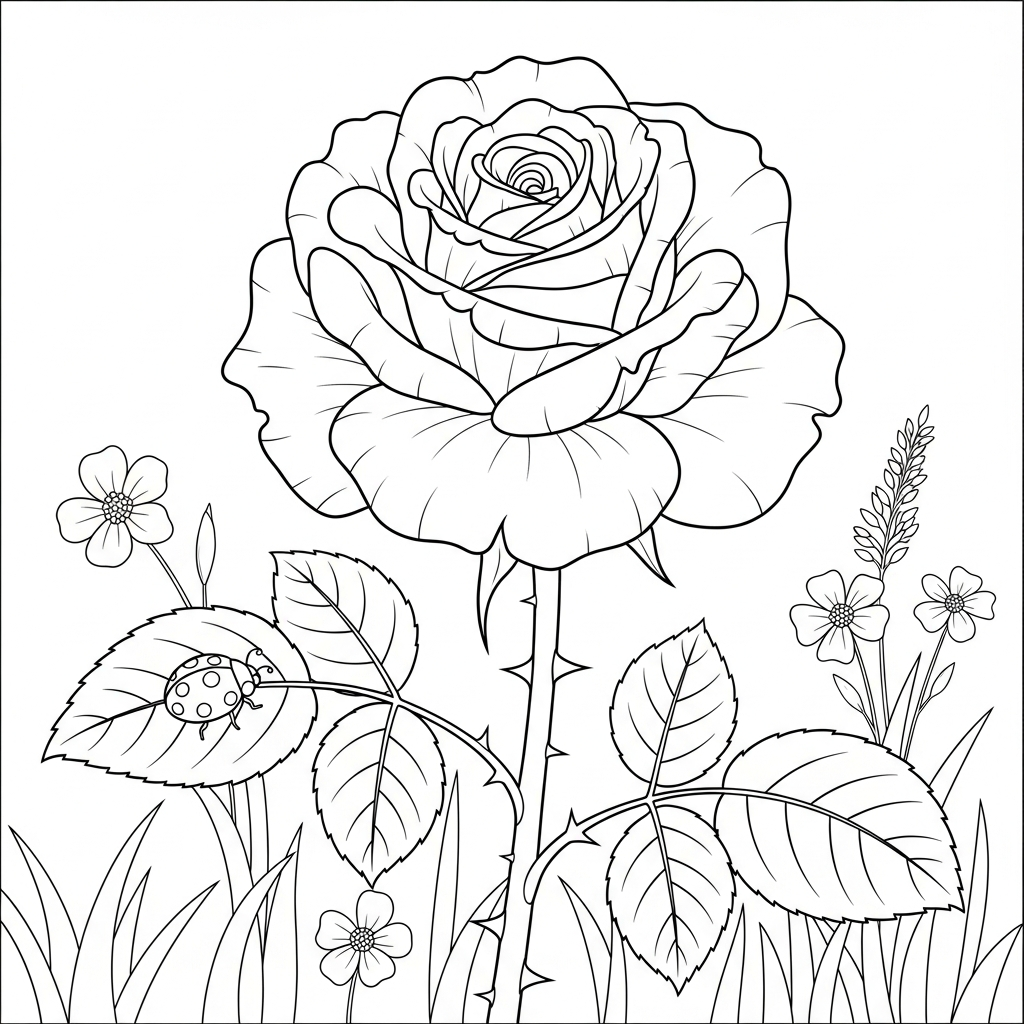 Rose coloring page